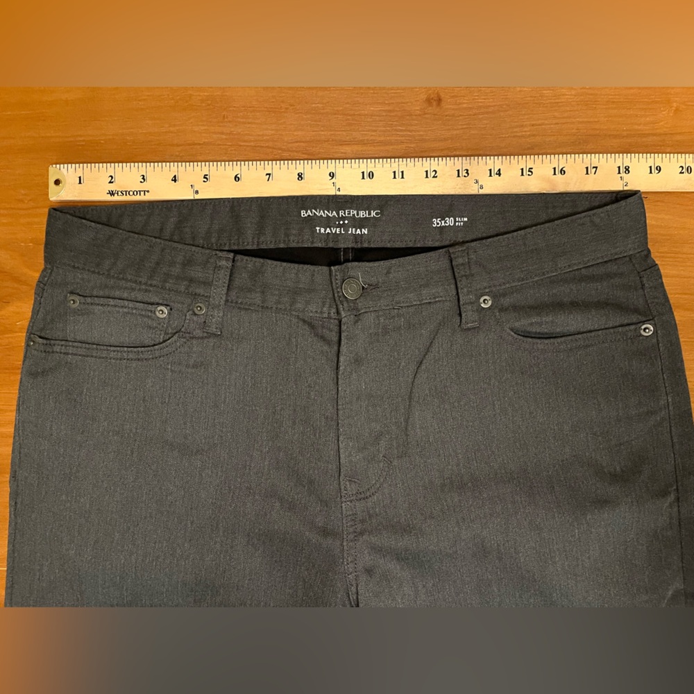 Banana Republic Men’s Charcoal Heather “Travel Pants” Chino | 35x30 | Slim Fit - Picture 3 of 9